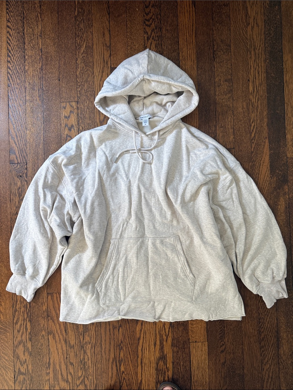 Heavyweight Terry Oversized Hoodie, EUC, Medium, Heather Cream/Gray